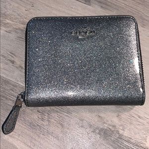 COACH silver glitter zip wallet like new